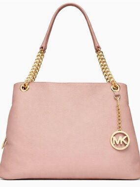 Michael Kors Jet Set Chain Shoulder Bag Dusty Pink Pebbled Leather Large